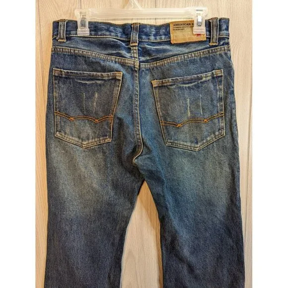 American Eagle Low Rise Boot Bootcut Denim Jeans Dark Mens Size 33/24 ALTERED - Picture 5 of 11